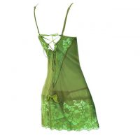 L0470 - Baju Tidur Lingerie Nightgown Sleepwear Midi Dress Hijau Transparan - 2