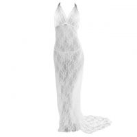 L0730 - Baju Tidur Lingerie Long Gown Gaun Panjang Maxi Dress Putih Transparan