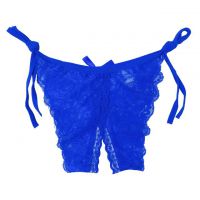 P386 - Celana Dalam Panties Thong Biru Transparan Ikat Samping Crotchless - 2