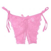 P390 - Celana Dalam Panties Thong Pink Transparan Ikat Samping Crotchless - 2