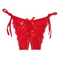 P391 - Celana Dalam Panties Thong Merah Transparan Ikat Samping Crotchless