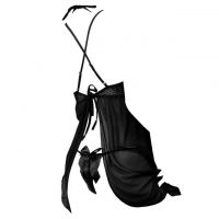 L1260 - Baju Tidur Lingerie Babydoll Mini Dress Tali Silang Hitam Transparan Open Cup Tali Ikat Belakang - 2