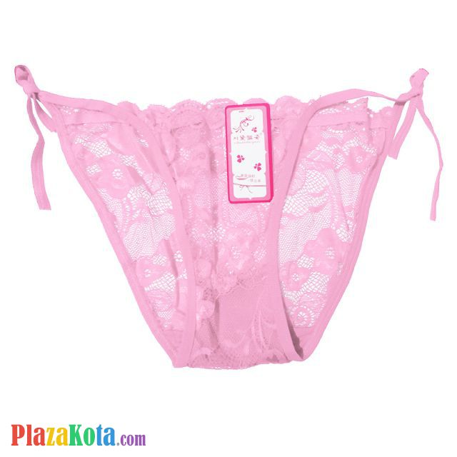 P611 - Celana Dalam Panties Thong Pink Transparan Ikat Samping