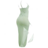 L0306 - Baju Tidur Lingerie Long Gown Gaun Panjang Maxi Dress Hijau Transparan - 2