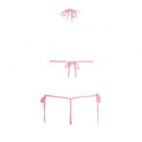 B108 - Bra Set Bralette Halter Pink Celana Dalam Crotchless Ikat Samping - Thumbnail 2