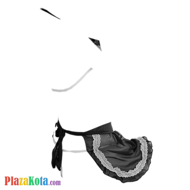 B123 - Bra Set Costume Cosplay Maid Waitress Pelayan Halter Hitam Transparan Apron - Photo 2