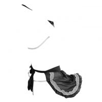 B123 - Bra Set Costume Cosplay Maid Waitress Pelayan Halter Hitam Transparan Apron - Thumbnail 2