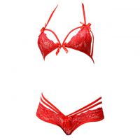 B147 - Bra Set Bralette Halter Merah Celana Dalam