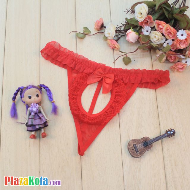 GS075, Jual Celana Dalam G-String Wanita Merah, Pita 