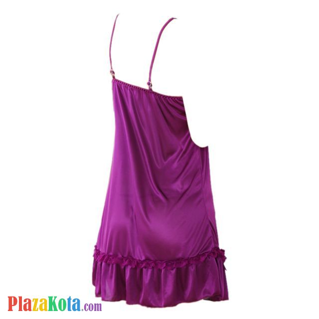 L0126 - Baju Tidur Lingerie Nightgown Sleepwear Midi Dress Ungu - Photo 2