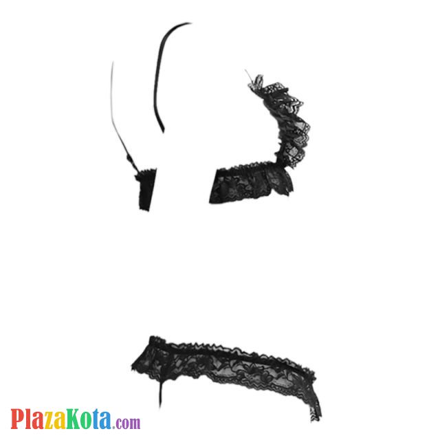 B016 - Bra Set Bralette Open Cup Hitam Celana Dalam Crotchless - Photo 2