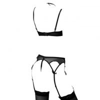 B171 - Bra Set Underwire Kawat Hitam Celana Dalam Crotchless Garter Belt Stocking - Thumbnail 2