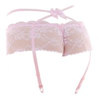 G023 - Garter Belt Panties Boyshort Pink Transparan Tali Silang Pita Crotchless Tali 4 - Thumbnail 2