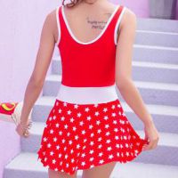 R011 - Baju Renang Swimsuit One Piece Merah Cup Busa - Thumbnail 2