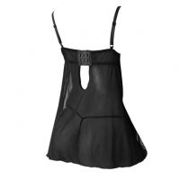 L1187 - Baju Tidur Lingerie Nightgown Sleepwear Midi Dress Hitam Transparan Bra Kawat - Thumbnail 2