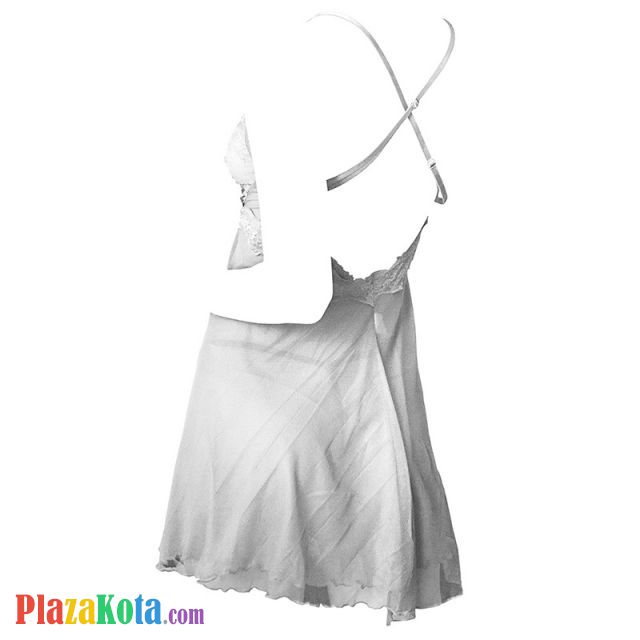 L1213 - Baju Tidur Lingerie Nightgown Sleepwear Midi Dress Tali Silang Putih Transparan - Photo 2