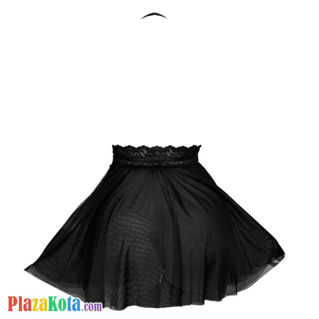 L1302 - Baju Tidur Lingerie Nightgown Sleepwear Midi Dress Halter Hitam Transparan - Photo 2