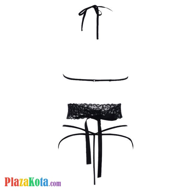 B363 - Bra Set Bralette Halter Open Cup Hitam Celana Dalam - Photo 2