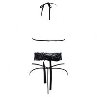 B363 - Bra Set Bralette Halter Open Cup Hitam Celana Dalam - Thumbnail 2