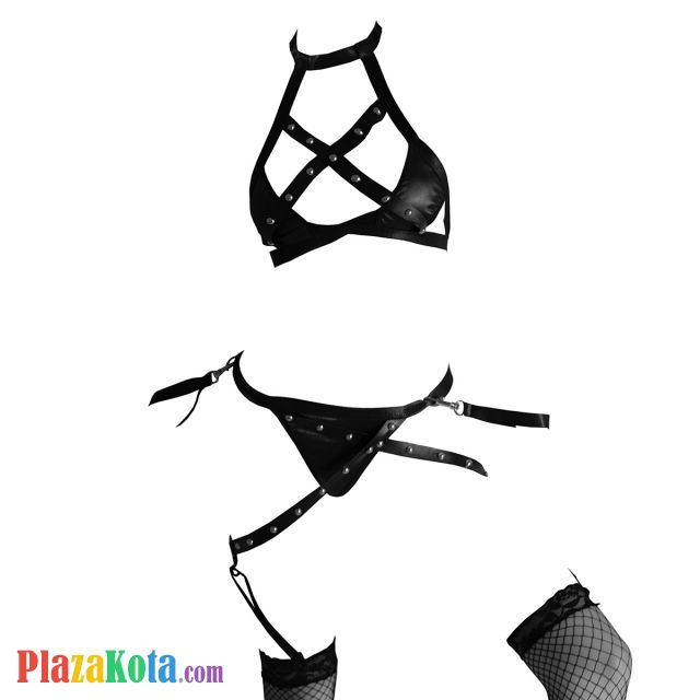 B365 - Bra Set Bralette Halter Hitam Celana Dalam Gelang Wristband Garter Strap Stocking - Photo 1