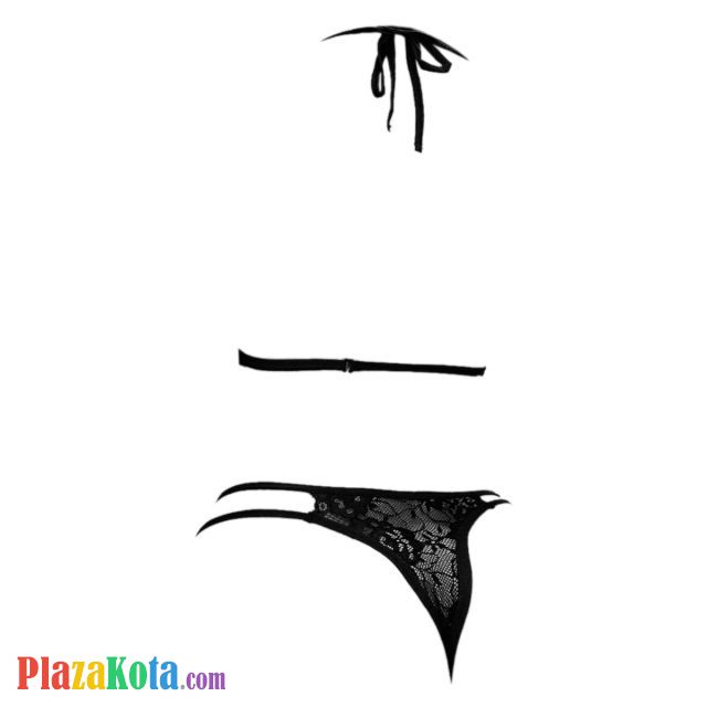 B367 - Bra Set Bralette Halter Hitam Celana Dalam Panties Thong - Photo 2