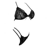 B367 - Bra Set Bralette Halter Hitam Celana Dalam Panties Thong