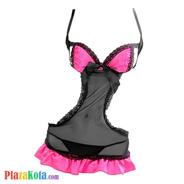 L0413 - Baju Tidur Lingerie Babydoll Mini Dress Hitam Transparan - Photo 1