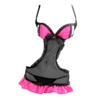 L0413 - Baju Tidur Lingerie Babydoll Mini Dress Hitam Transparan